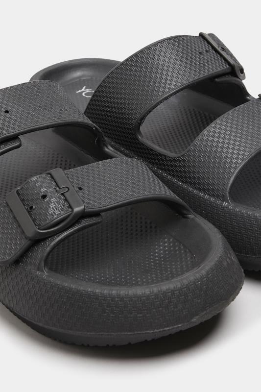 Black Double Buckle Slider Sandals In Extra Wide EEE Fit_D.jpg