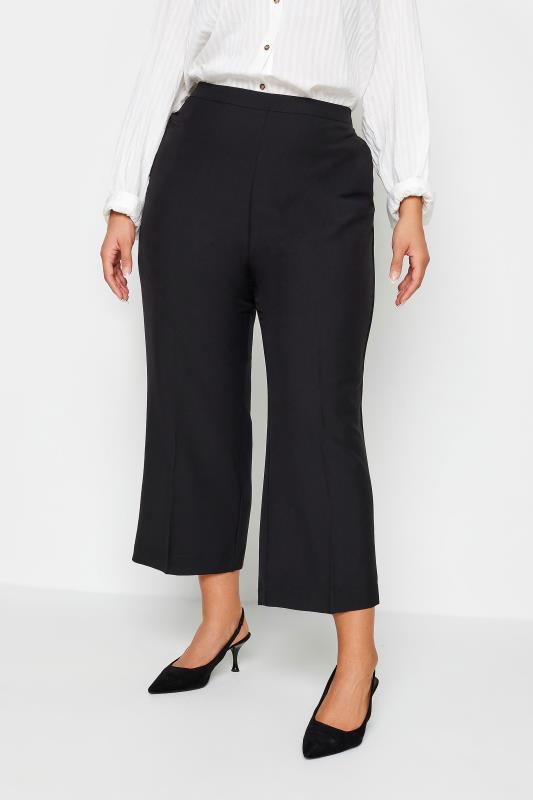 Plus Size Straight Leg Trousers YOURS Curve Black Elasticated Stretch Straight Leg Trousers