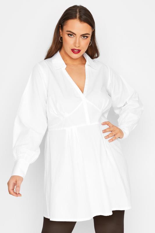 LIMITED COLLECTION Plus Size White Corset Shirt | Yours Clothing 1