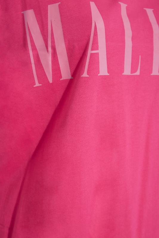 Plus Size Hot Pink 'Malibu' Slogan Oversized T-Shirt | Yours Clothing  4
