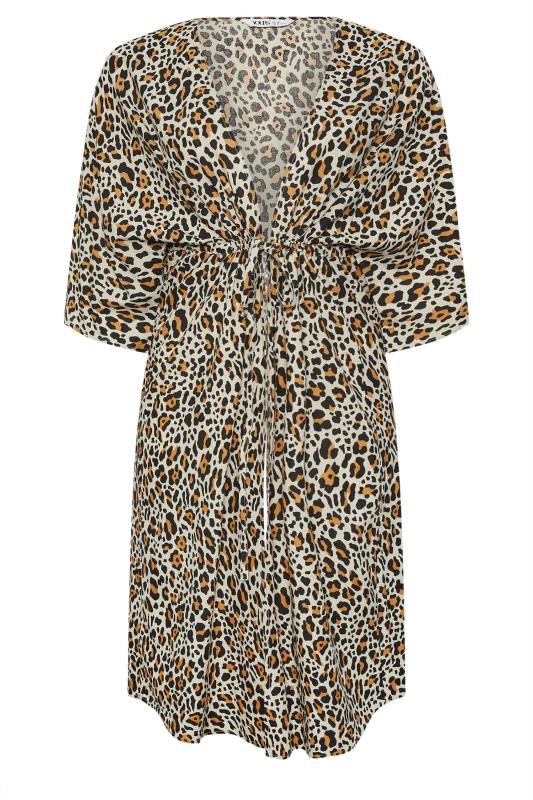YOURS Plus Size Brown Leopard Print Longline Kimono | Yours Clothing 7