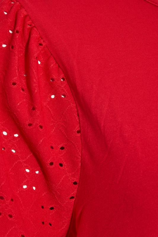 LIMITED COLLECTION Curve Red Broderie Anglaise Sleeve T-Shirt_Z.jpg