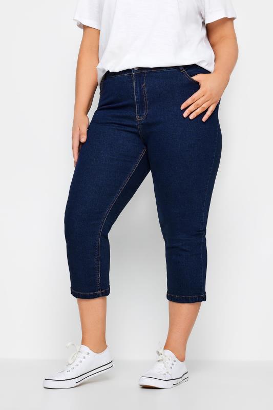 Plus Size  Evans Blue Dark Wash Cropped Jeans