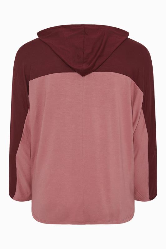 Plus Size Pink Colour Block Hoodie | Yours Clothing 6
