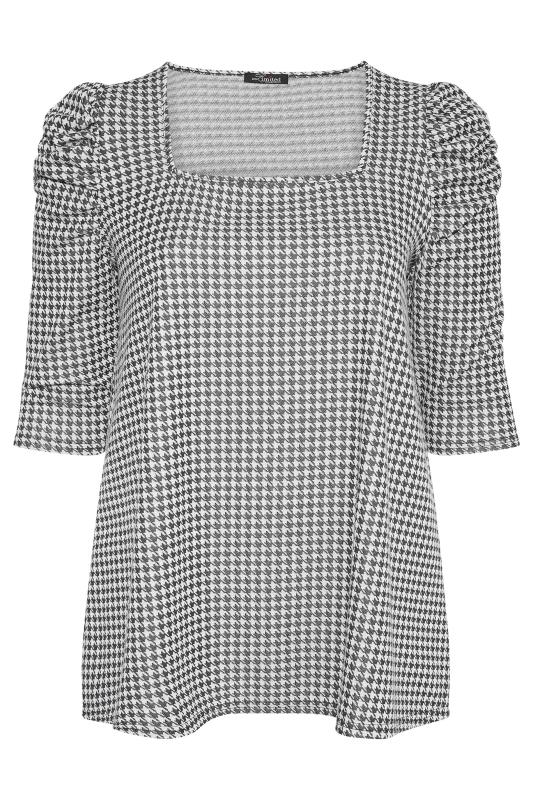 LIMITED COLLECTION Plus Size Black Dogtooth Check Puff Sleeve Top | Yours Clothing 6