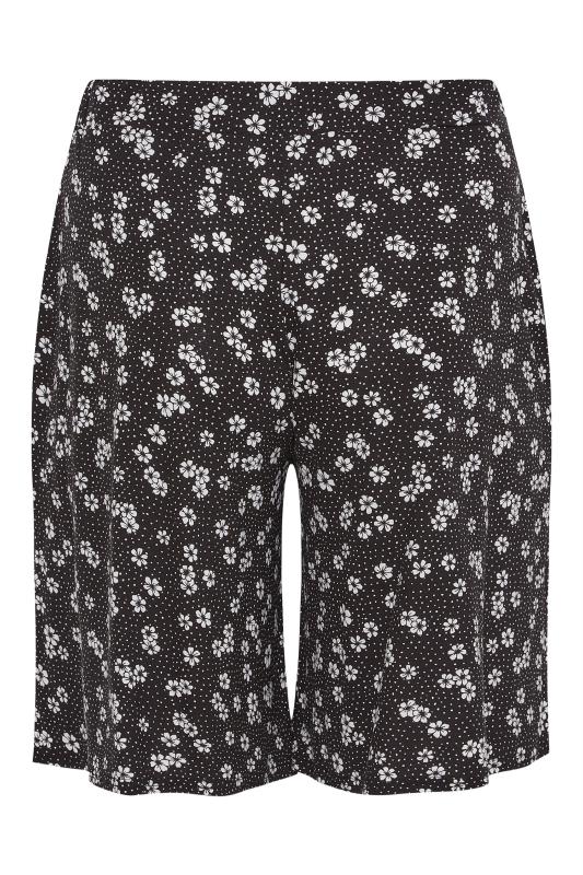 Curve Black Daisy Print Jersey Shorts_F.jpg