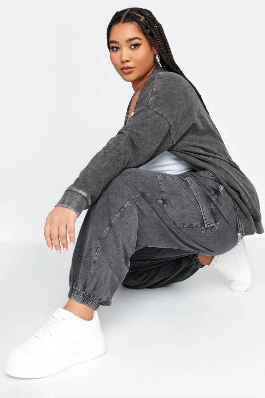 LIMITED COLLECTION Plus Size Grey Acid Wash Cuffed Cargo Joggers | Yours Clothing 4