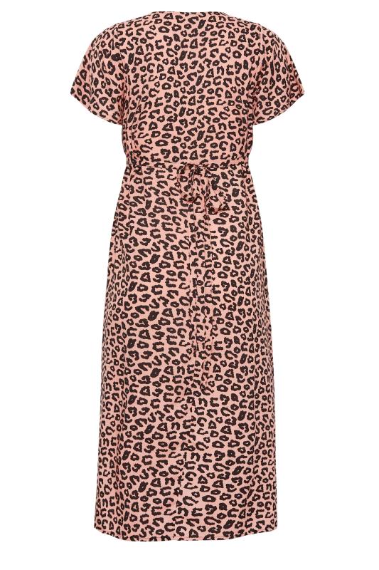 YOURS PETITE Plus Size Pink Leopard Print Midi Tea Dress | Yours Clothing 7