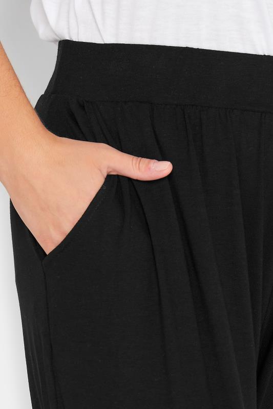 YOURS Plus Size Curve Black Split Tie Hem Cropped Harem Trousers | Yours Clothing  4