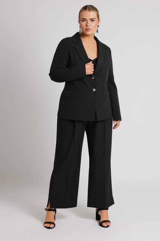 YOURS LONDON Plus Size Black Tailored Blazer | Yours Clothing 3