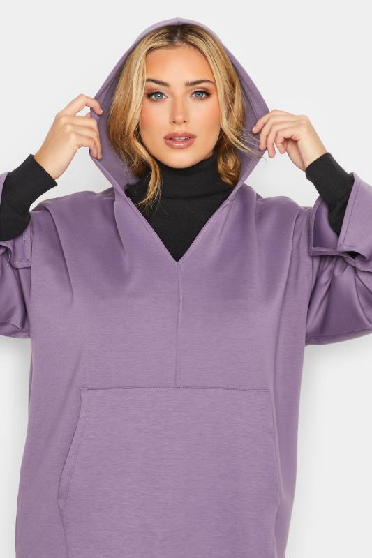 Curve Plus Size Purple V-Neck Jersey Hoodie | Yours Clothing  1
