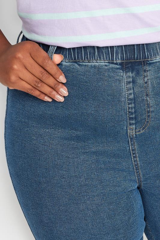 YOURS Plus Size Mid Blue Pull On Stretch Denim Cycling Shorts | Yours Clothing 4