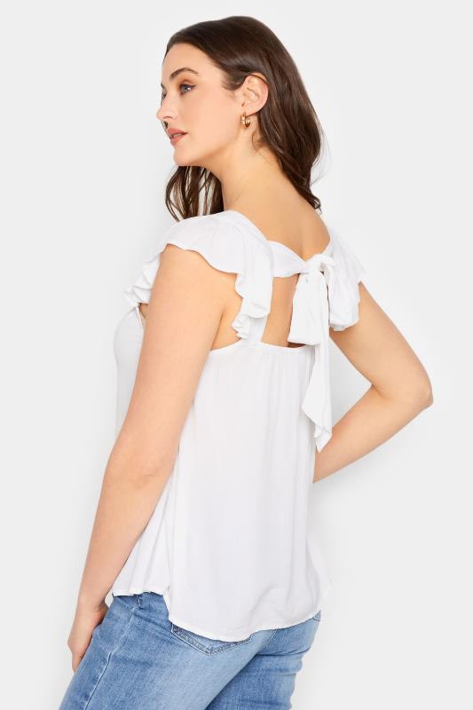 LTS Tall Women's White Crinkle Frill Top | Long Tall Sally 3