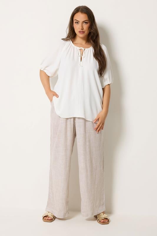 YOURS Plus Size Ivory White Balloon Sleeve Blouse |  Yours Clothing 1