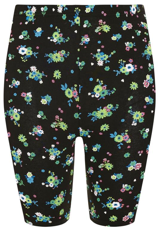 YOURS 2 PACK Plus Size Black Floral Print Cycling Shorts | Yours Clothing 8