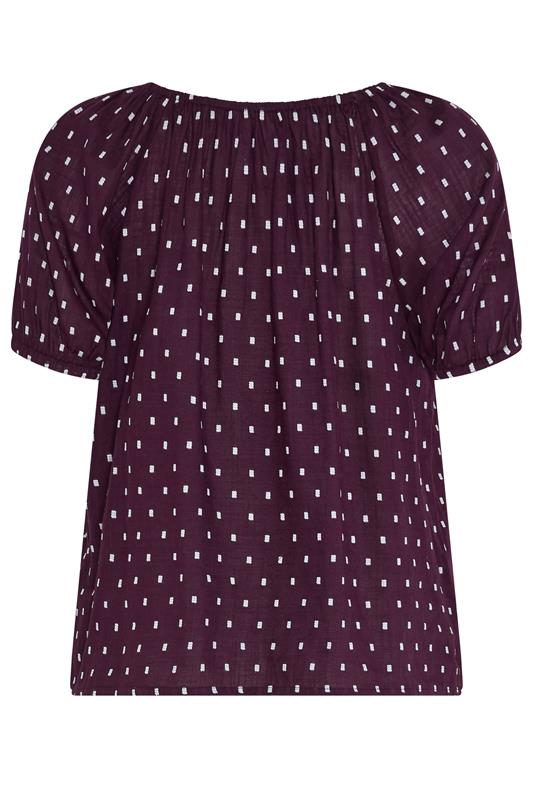 M&Co Berry Purple Dobby Button Up Cotton Blouse | M&Co 2