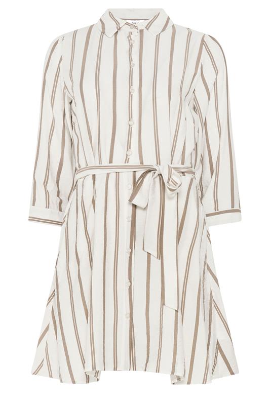 M&Co White & Mocha Brown Stripe Printed Belted Tunic Shirt 5