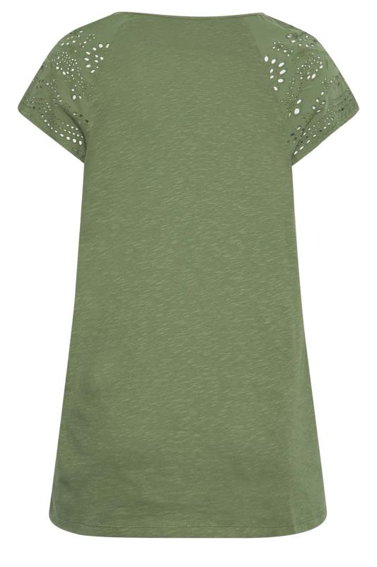 YOURS Plus Size Khaki Green Crochet Lace Top | Yours Clothing 7