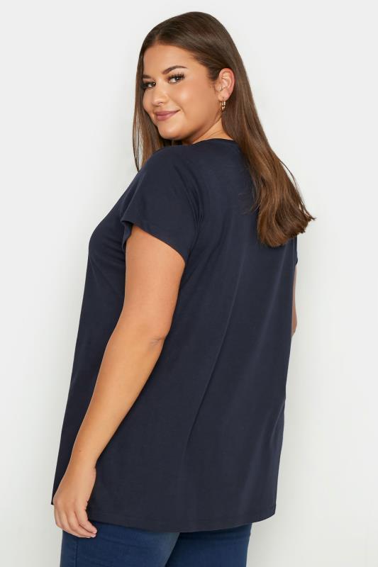 Plus Size Navy Blue Short Sleeve T-Shirt | Yours Clothing 3