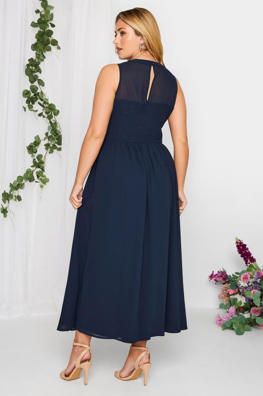 Plus Size YOURS LONDON Curve Dark Blue Lace Front Chiffon Maxi Dress | Yours Clothing  3