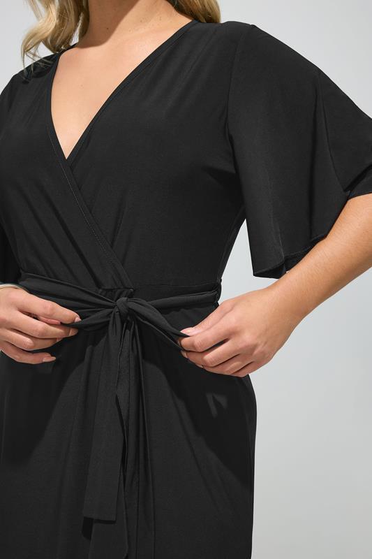 YOURS LONDON Plus Size Black Ruffle Hem Wrap Dress | Yours Clothing 4