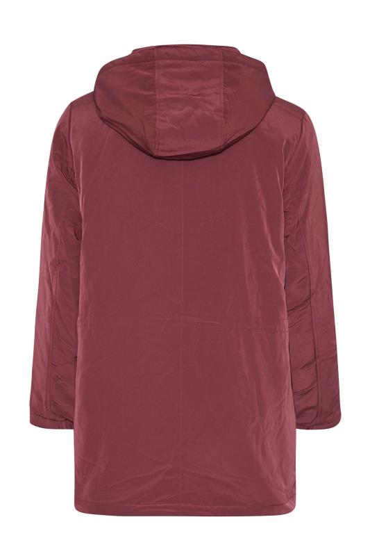 Plus Size Burgundy Red Plush Parka Coat | Yours Clothing  7