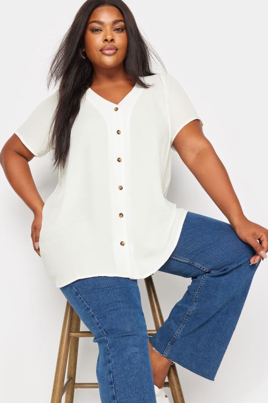 YOURS Plus Size White Button Front Blouse | Yours Clothing 5