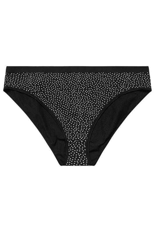 YOURS 4 PACK Plus Size Black Spot Print Cotton Stretch High Leg Briefs | Yours Clothing 4