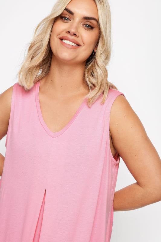 YOURS Plus Size Pink V-Neck Swing Vest Top | Yours Clothing 4
