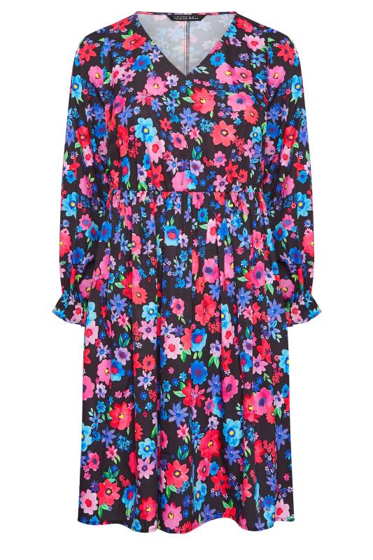 LIMITED COLLECTION Plus Size Black Floral Print Mini Dress | Yours Clothing  6