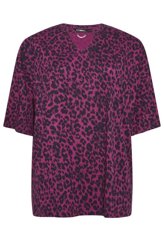 YOURS Plus Size Pink Leopard Print Ring Detail T-Shirt | Yours Clothing 5
