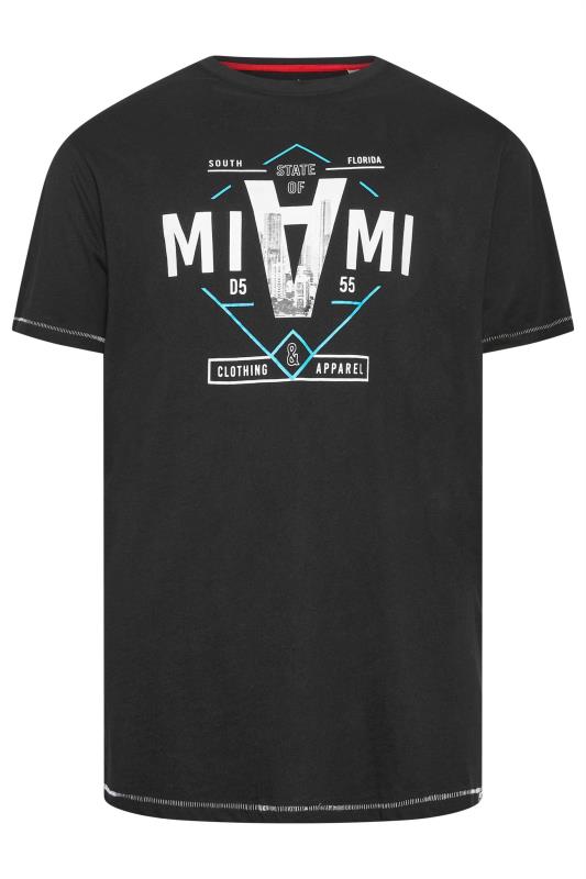 D555 Big & Tall Black 'State of Miami' T-Shirt | BadRhino 2