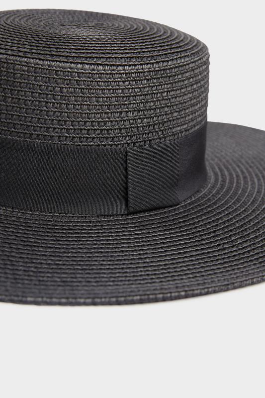Black Straw Wide Brim Boater Hat 4