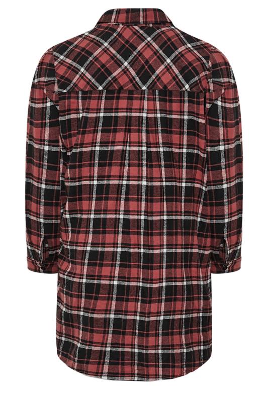 Plus Size Red & Black Check Brushed Oversized Boyfriend Shirt | Yours Clothing 7
