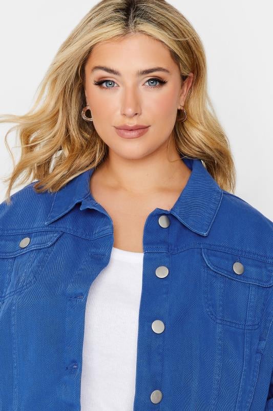 YOURS Plus Size Cobalt Blue Cropped Denim Jacket | Yours Clothing 4