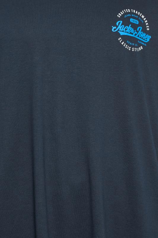 JACK & JONES Big & Tall Navy Blue Long Sleeve Logo T-Shirt | BadRhino 4