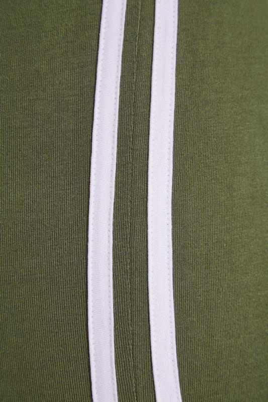 Curve Khaki Green Double Side Stripe Cropped Leggings_Z.jpg