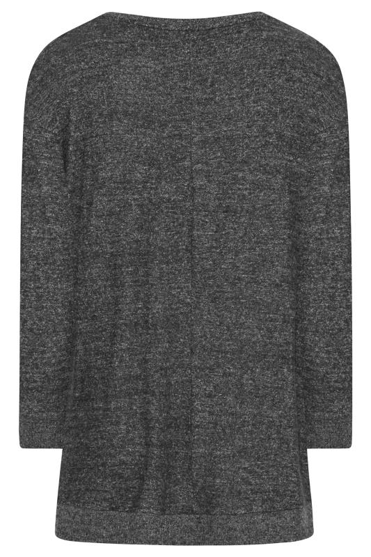 Curve Dark Grey Embellished Long Sleeve Knitted Top 7