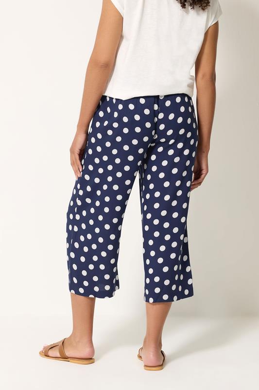M&Co Navy Blue Polka Dot Cropped Trousers | M&Co 2