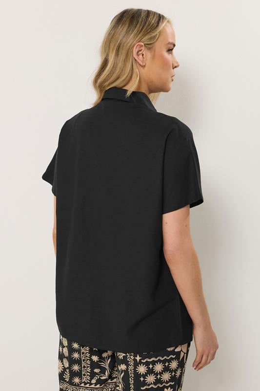 LTS Tall Women's Black Short Sleeve Linen Shirt | Long Tall Sally 4