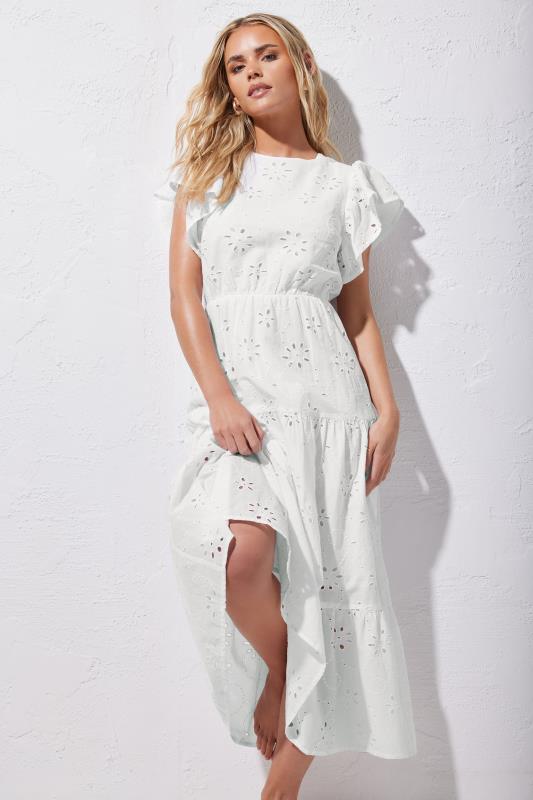 Petite  White Broderie Anglaise Maxi Dress