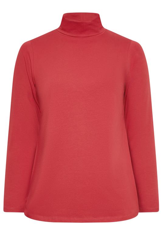 YOURS Plus Size Red Long Sleeve Turtle Neck Top | Yours Clothing 6
