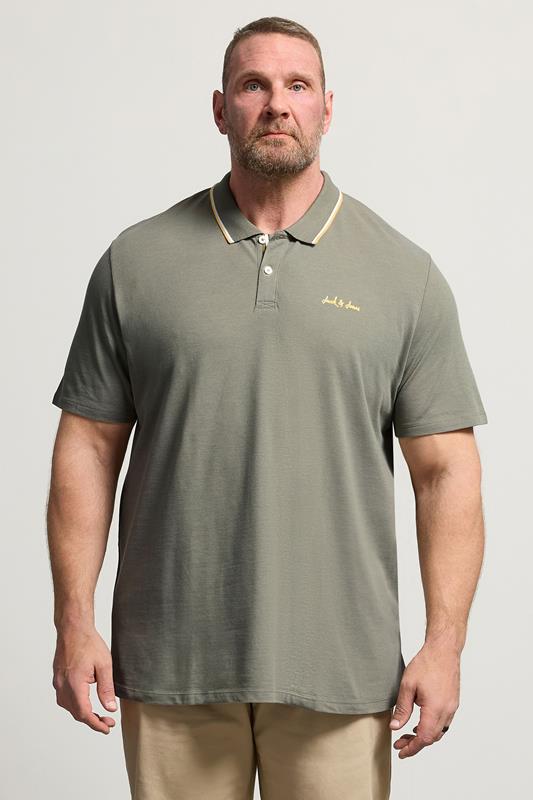 JACK & JONES Big & Tall Light Green Polo Shirt | BadRhino 1