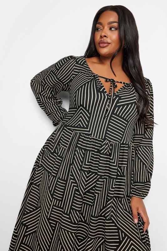 YOURS Curve Black Stripe Print Midaxi Dress | Yours Clothing 4
