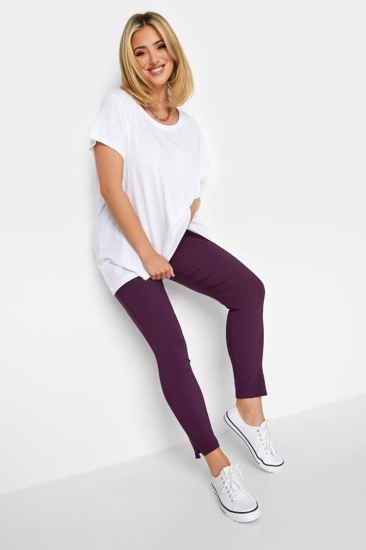 Plus Size Purple Stretch Bengaline Slim Leg Trousers | Yours Clothing 2