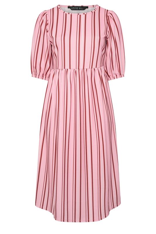 LIMITED COLLECTION Plus Size Pink Stripe Peplum Dress | Yours Clothing 5