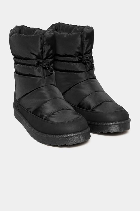 Black Padded Snow Boots In Wide E Fit & Extra Wide EEE Fit | Yours Clothing 2