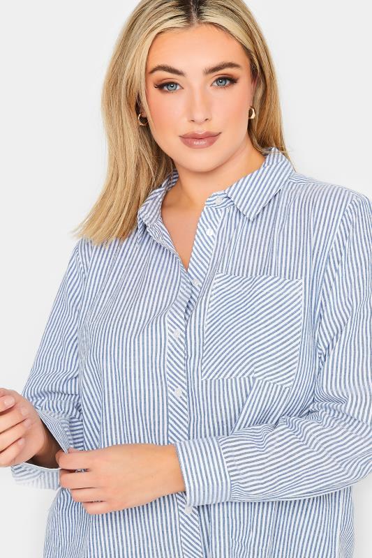 YOURS PETITE Plus Size Blue Stripe Shirt | Yours Clothing 4