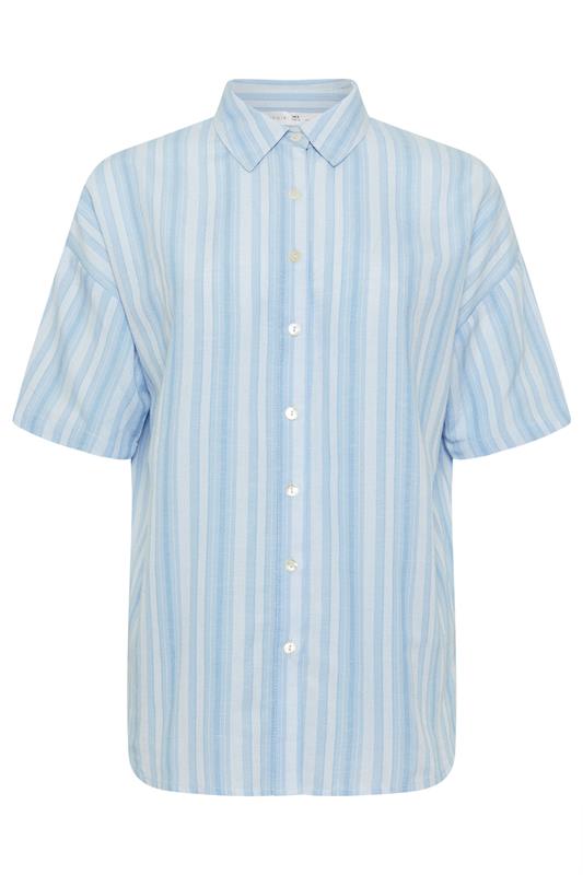 PixieGirl Petite Women's Blue Stripe Cotton Short Sleeve Shirt | PixieGirl 5