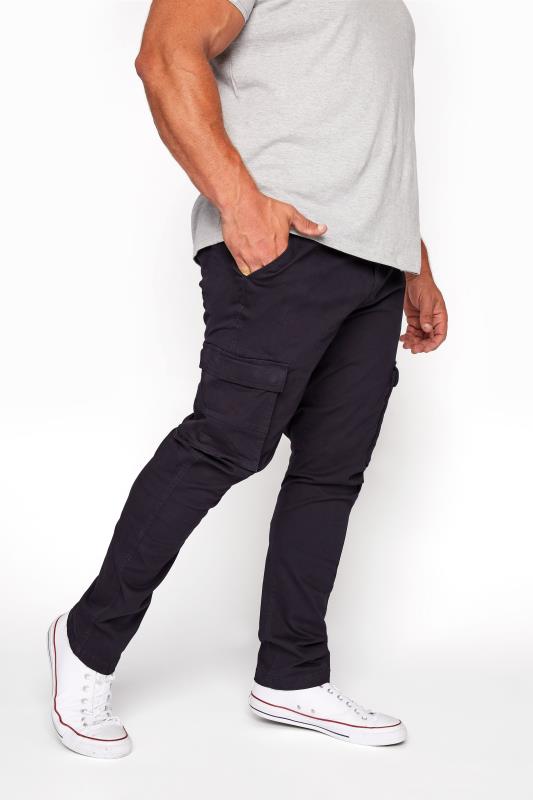  Grande Taille BadRhino Big & Tall Navy Blue Stretch Cargo Trousers